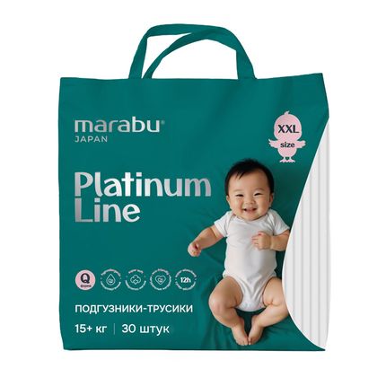 Позгузники-трусики MARABU, Platinum Line размер XXL (15+ кг), 30 шт