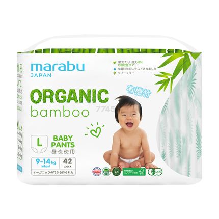 Подгузники-трусики MARABU Organic bamboo, размер L (9-14 кг), 42 шт