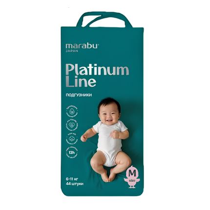 Подгузники MARABU, Platinum Line размер M (6-11 кг), 44 шт