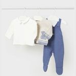 Mayoral Комплект 3 ед: Кардиган, блузка, полукомбинезон Цвет: Синий/Белый 2677/89