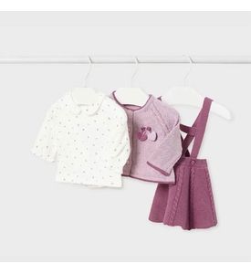 Mayoral Комплект 3 ед: Кардиган, блузка, юбка на подтяжка Цвет: Розовый/Белый 2850/88