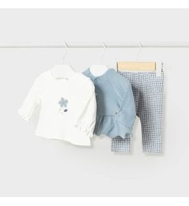 Mayoral Комплект 3 ед: Кардиган, блузка, штаны Цвет: Голубой/Белый 2756/16