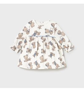 Mayoral 2814/87 Платье с длинным рукавом (белый/мишки)