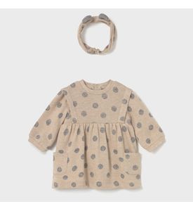 Mayoral 2807/14 Платье с длинным рукавом/повязка на голову (бежевый)