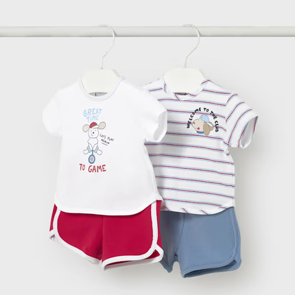 Mayoral  Комплект футболка и шорты 2шт. голуб/бел/красн 1627/76