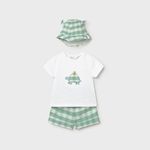 Mayoral  Комплект 3ед. футболка, шорты и панама, бело/зелёный, черепаха 1276/39