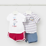 Mayoral  Комплект футболка и шорты 2шт. голуб/бел/красн 1627/76