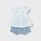 Mayoral Комплект блузка, шорты и повязка, голубой/цветочки 1290/65 Mayoral Комплект блузка, шорты и повязка, голубой/цветочки 1290/65