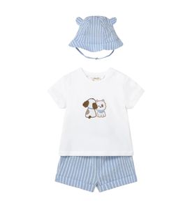 Mayoral Комплект футболка, шорты и панама, бело/голубой 1276/38 Mayoral Комплект футболка, шорты и панама, бело/голубой 1276/38