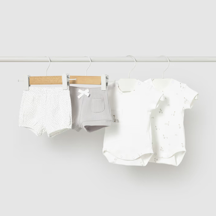 Mayoral  Комплект боди и шорты 2шт. бело-серый, гуси 1630/73