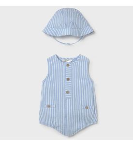 Mayoral  Комплект боди и панама, голубой в полоску 1614/18