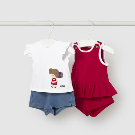 Mayoral 1643/76 Комплект Блузка и шорты 2шт. красн/бел Mayoral 1643/76 Комплект Блузка и шорты 2шт. красн/бел