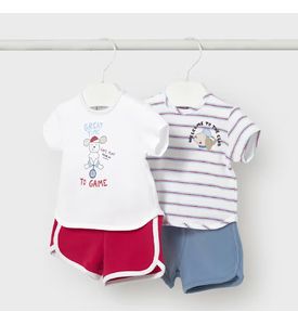 Mayoral  Комплект футболка и шорты 2шт. голуб/бел/красн 1627/76