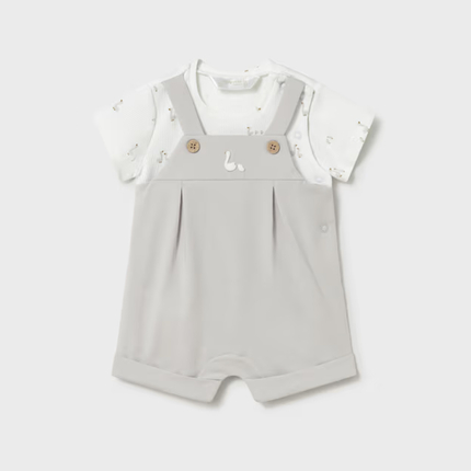 Mayoral  Боди комбинезон серо-белый, гуси 1629/73