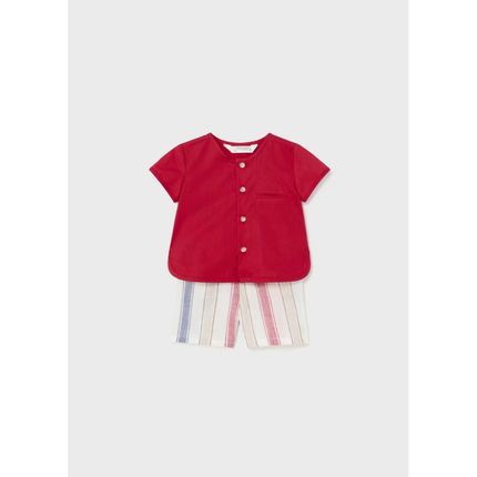 Mayoral 1219/58 Рубашка с коротким рукавом, шорты Красный/Белый/Полоска
