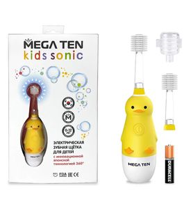 MEGA TEN KIDS SONIC Набор Детская электрическая зубная щетка Утенок+насадка