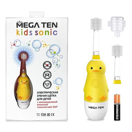 MEGA TEN KIDS SONIC Набор Детская электрическая зубная щетка Утенок+насадка