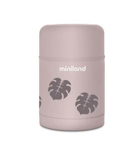 Miniland Детский термос для еды Terra Thermos, 600 мл, бежевый/листья