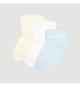 Носки детские с отворотом Mjolk Blue/Белый/Молочный, сет из 3х штук