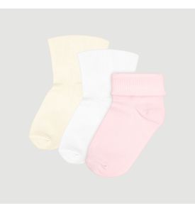 Носки детские с отворотом Mjolk Pink/Белый/Молочный, сет из 3х штук