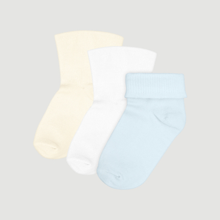 Носки детские с отворотом Mjolk Blue/Белый/Молочный, сет из 3х штук