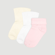 Носки детские с отворотом Mjolk Pink/Белый/Молочный, сет из 3х штук