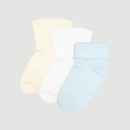 Носки детские с отворотом Mjolk Blue/Белый/Молочный, сет из 3х штук