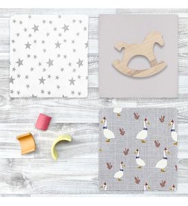 Сет из 3х пелёнок Mjolk Гуси/Песочный серый/Звёзды (80см*80см)
