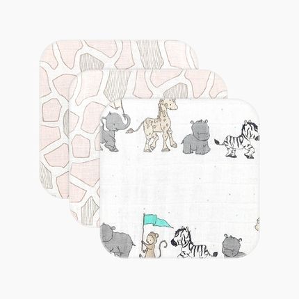 Mjolk Сет из 3х муслиновых салфеток Giraffe spots/Animal parade/Giraffe (23см*23см)