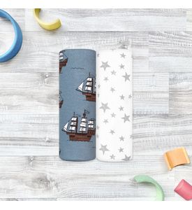Сет из 2х пелёнок Mjolk Морской бой/Звёзды (80см*80см)