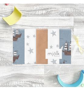 Набор платочков-слюнявчиков Mjolk Морской бой (20см*20см)