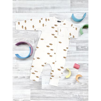 Комбинезон Mjolk Sleep and Play Бумажные кораблики, на манжетах