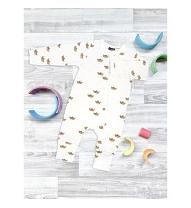 Комбинезон Mjolk Sleep and Play Бумажные кораблики, на манжетах