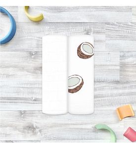 Сет из 2х муслиновых пелёнок Mjolk Кокосы/White (80см*80см)