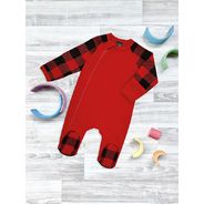 Комбинезон Mjolk Sleep and Play Клетка красная, с рукавом реглан