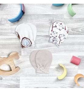 Mjolk Рукавички-антицарапки Кокосы/Хлопок/White Sand, сет из 3х пар Mjolk Рукавички-антицарапки Кокосы/Хлопок/White Sand, сет из 3х пар