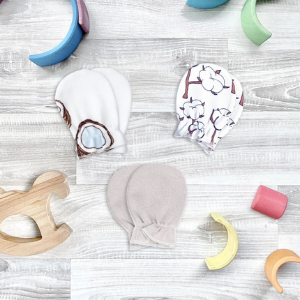 Mjolk Рукавички-антицарапки Кокосы/Хлопок/White Sand, сет из 3х пар