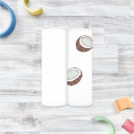 Сет из 2х муслиновых пелёнок Mjolk Кокосы/White (80см*80см) Сет из 2х муслиновых пелёнок Mjolk Кокосы/White (80см*80см)