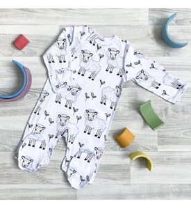 Комбинезон Mjolk Sleep and Play Basic Овечки, швы наружу