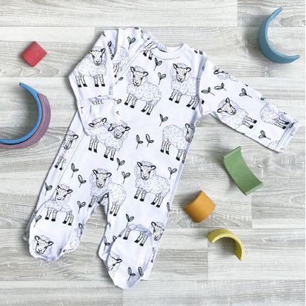 Комбинезон Mjolk Sleep and Play Basic Овечки, швы наружу