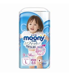 Японские подгузники-трусики Moony для девочек L, 9-14кг, 44шт.