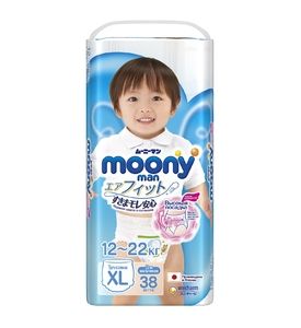 Японские подгузники-трусики Moony для мальчиков XL, 12-17кг, 38шт.