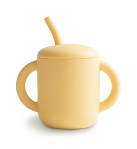 MUSHIE Чашка-поильник с трубочкой Pale Daffodil 03577