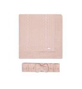 НаследникЪ Выжанова Плед утепленный + вязаный бант, цв. пудра НВ4066_1-ПД