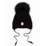 НаследникЪ Выжанова НВ1031-ЧР Шапка зимняя с меховым помпоном на завязках, цв. черный  НВ1031-ЧР 
