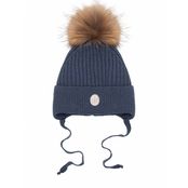 НаследникЪ Выжанова  Шапка зимняя с  меховым помпоном на завязках, цв. джинс НВ1031-ДЖ 