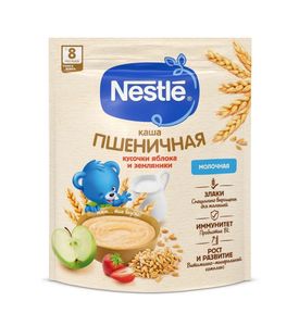 Nestle Каша пшеничная молочная с кусочками яблока и земляникой 200г