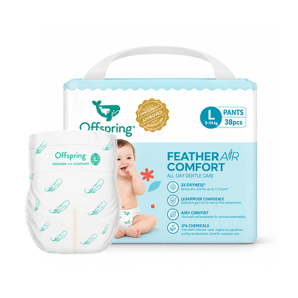 Offspring Комфорт трусики-подгузники ультратонкие, L 9-14 кг. 38 шт. расцветка Воздушная коллекция