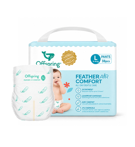 Offspring Комфорт трусики-подгузники ультратонкие, L 9-14 кг. 38 шт. расцветка Воздушная коллекция Offspring Комфорт трусики-подгузники ультратонкие, L 9-14 кг. 38 шт. расцветка Воздушная коллекция