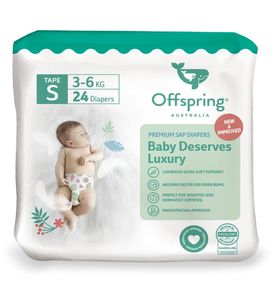 Offspring подгузники, S 3-6 кг. 24 шт. расцветка Листочки